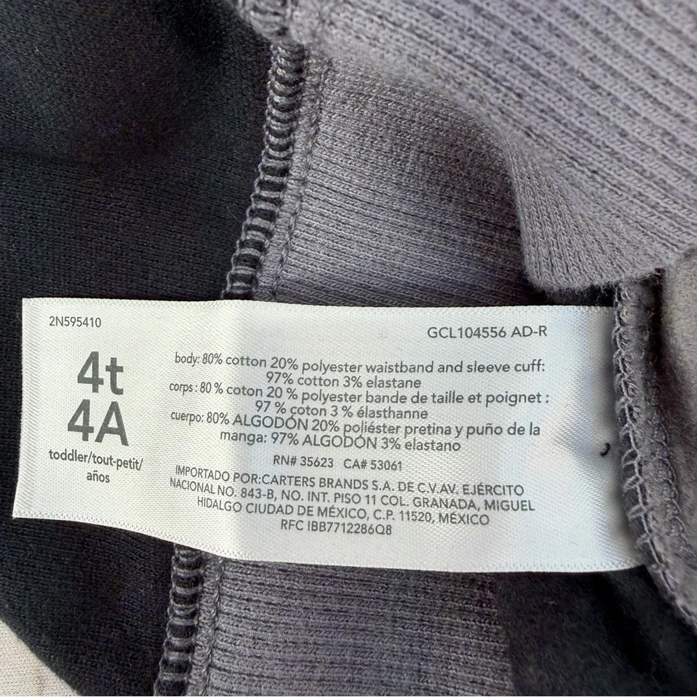 🧥 Carter’s Toddler Boys Zip-Up Hoodie – Black & Gray‎